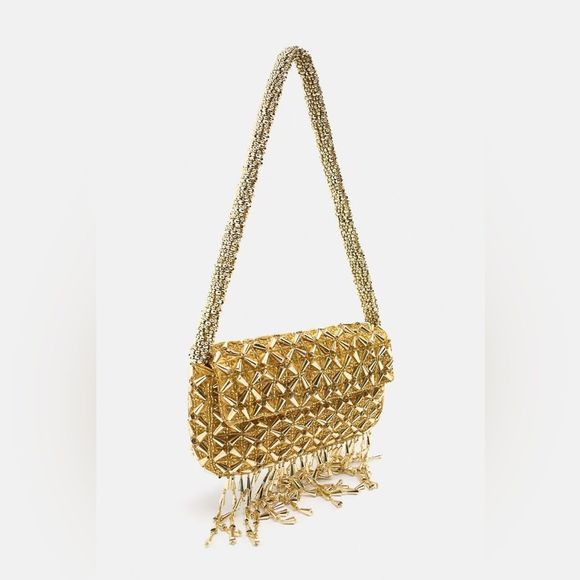 ZARA BEADED FRINGE SHOULDER BAG - Picture 2 of 11
